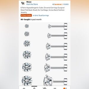 Silver Cubic Zirconia Stud Earrings Set